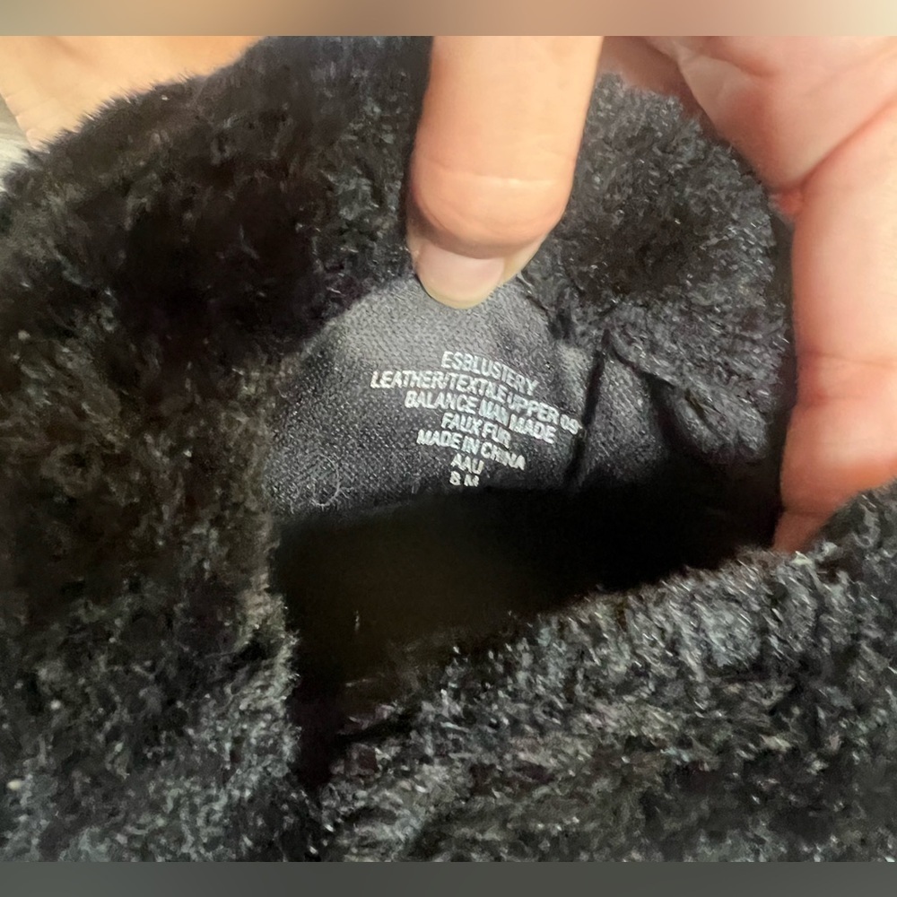 Easy Spirit Black Suede Ankle Boots w Foldover Faux Fur Trim. Size 8 - Picture 7 of 8