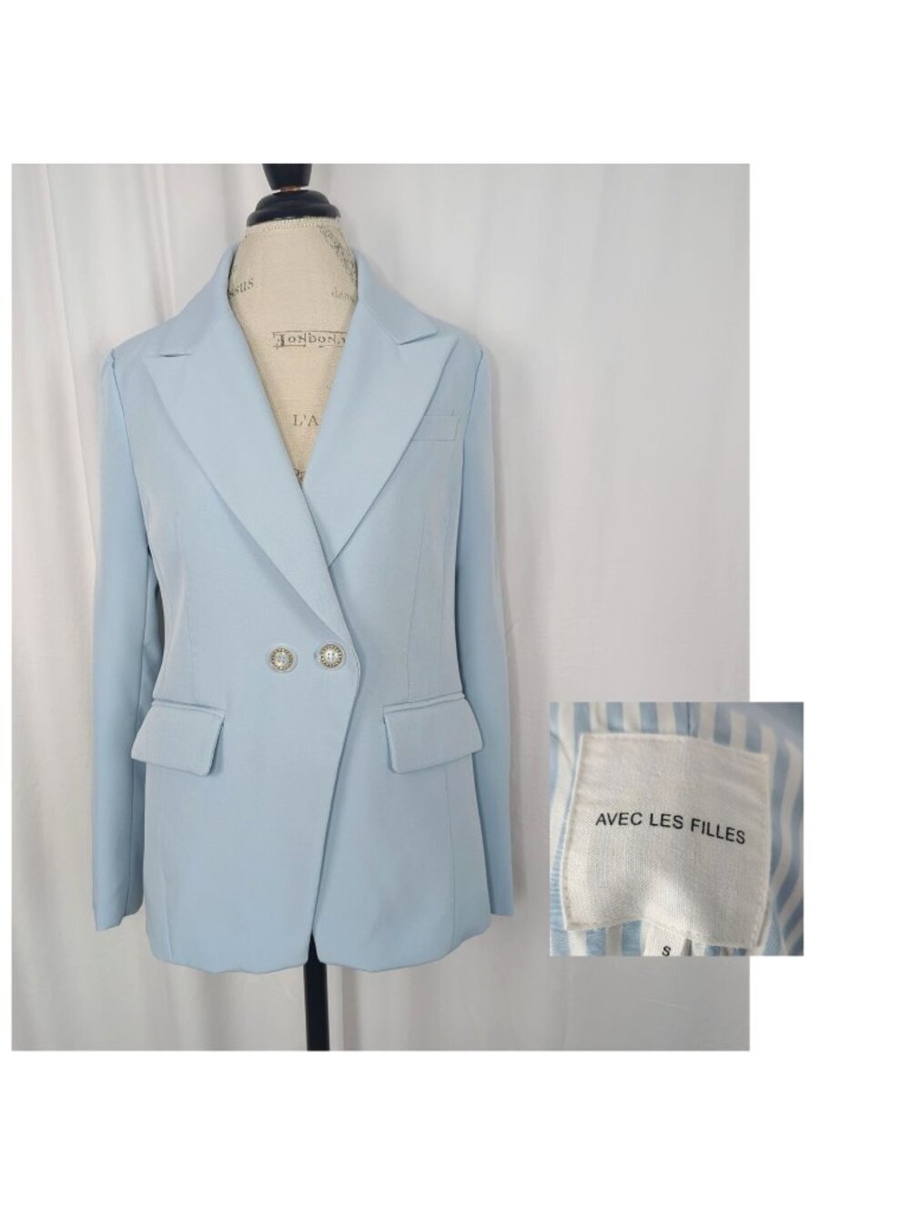 Avec Les Filles Blue Blazer Small Double Button
