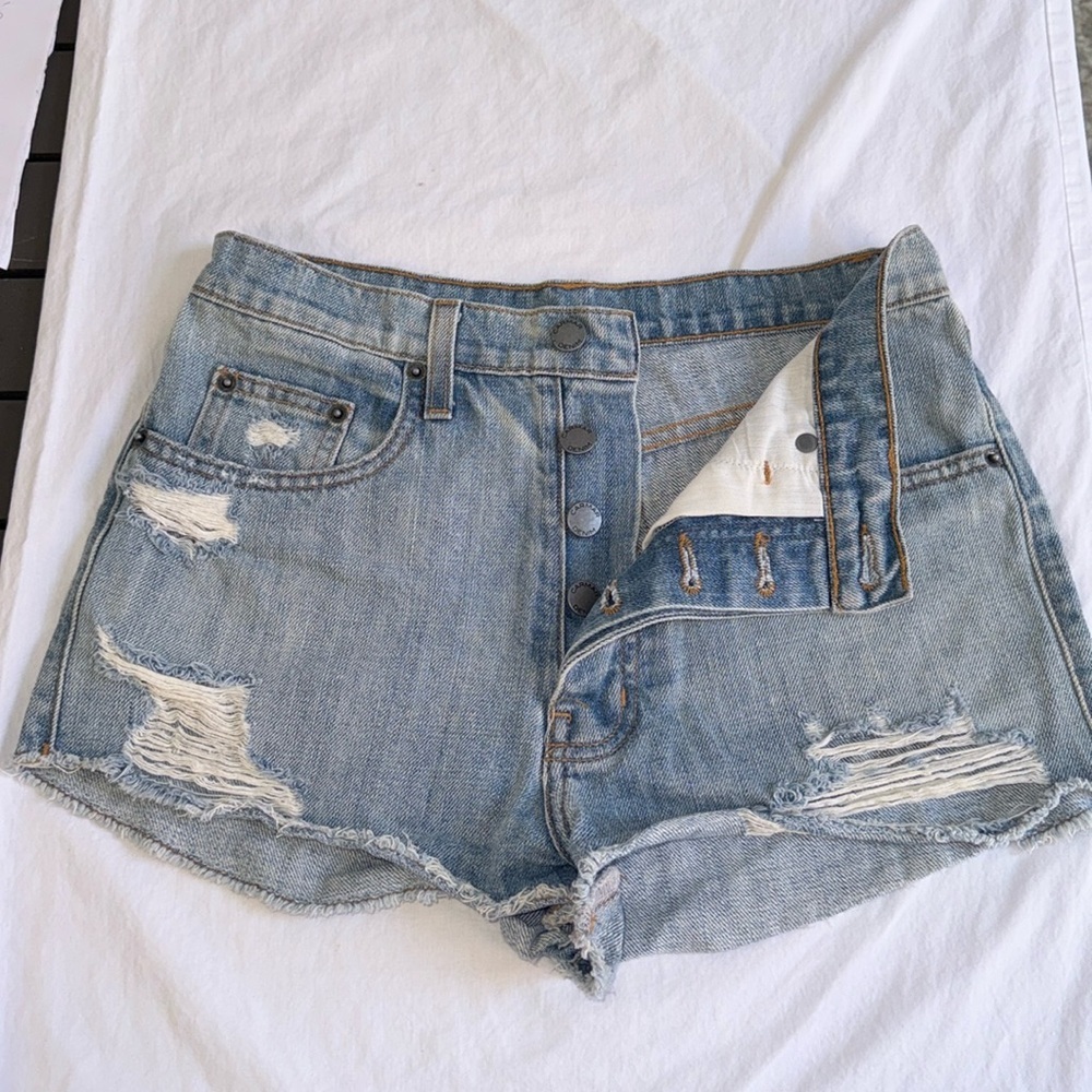 CARMAR High-waist Distressed Shorts