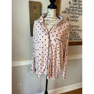 Flora By Flora Nikrooz Women's Polka Dot Long Sleeve Pajama Top Pink XL