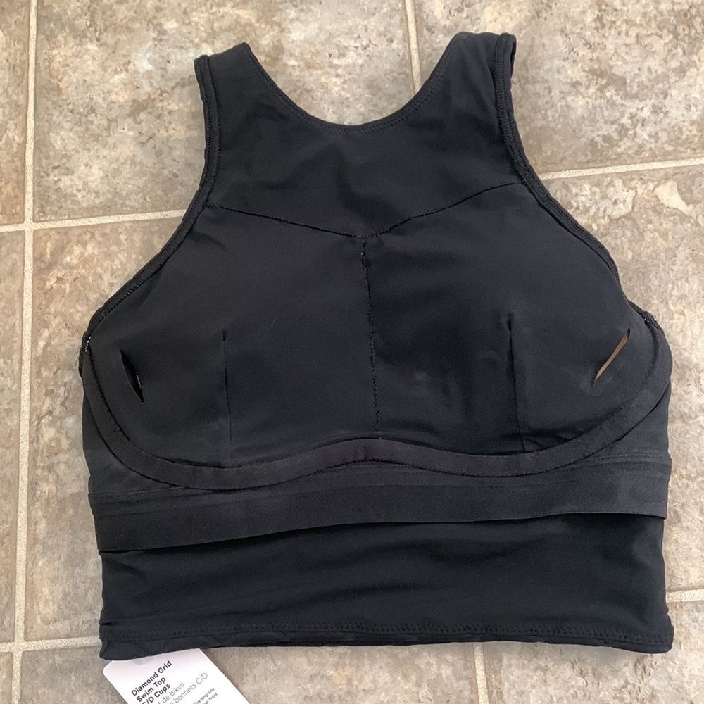 NWT Lululemon Diamond Grid swim top cups C/D black size 4 - Picture 9 of 11