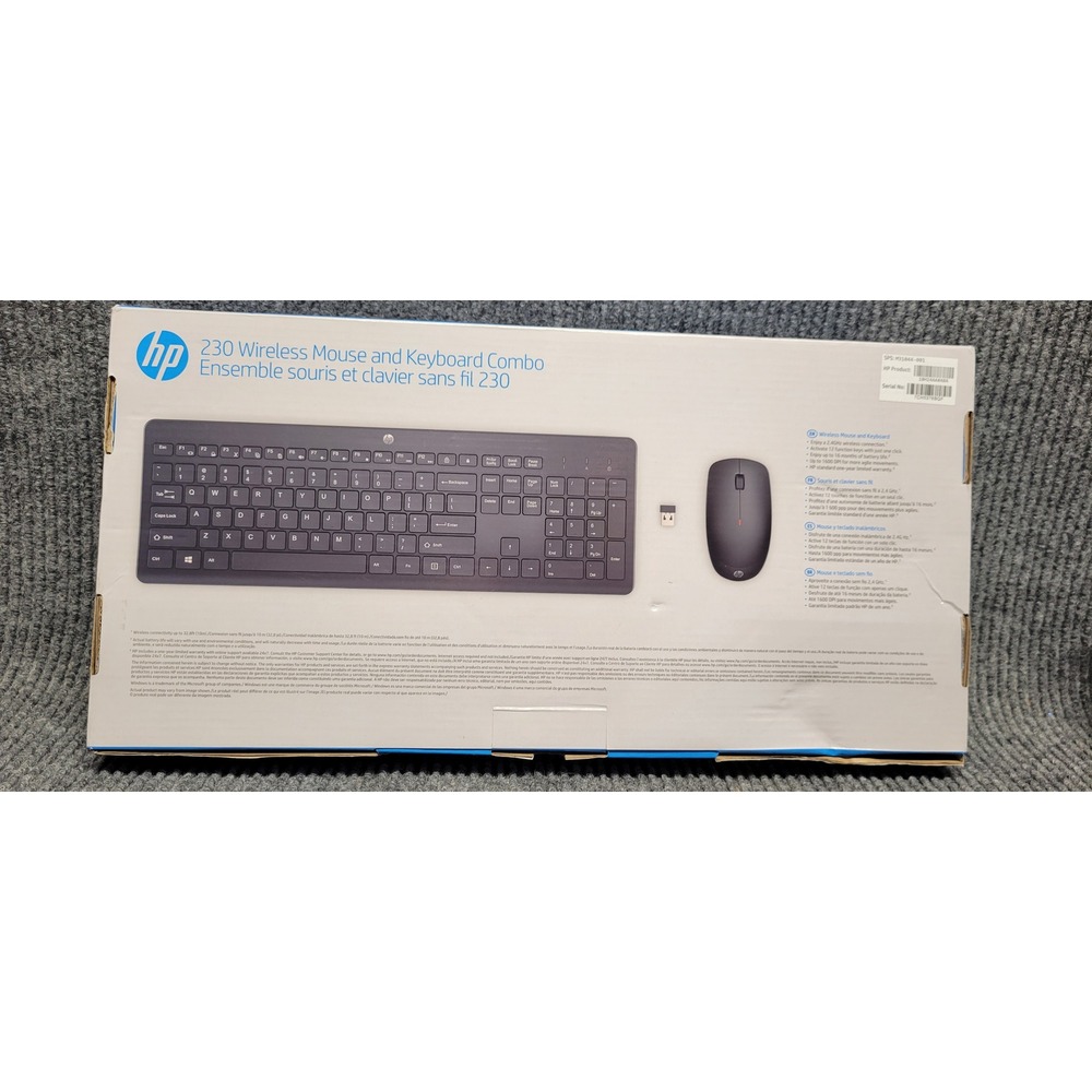 HP‎ 230 Wireless Mouse and Keyboard Combo Black 3L1E7AA#ABL 2.4GHz USB Receiver