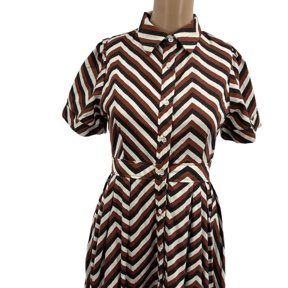 Never A Wallflower Safari Chevron Stripe Maxi Button Down Shirt Dress - Picture 3 of 9