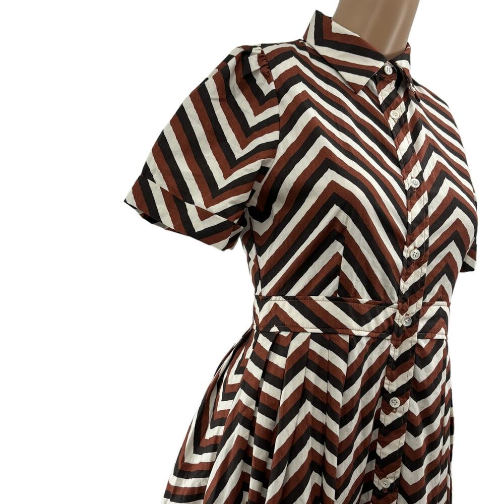 Never A Wallflower Safari Chevron Stripe Maxi Button Down Shirt Dress - Picture 4 of 9