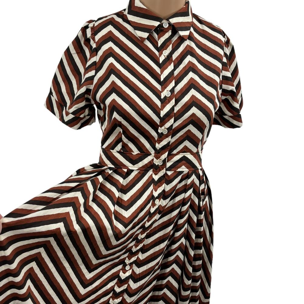 Never A Wallflower Safari Chevron Stripe Maxi Button Down Shirt Dress - Picture 5 of 9
