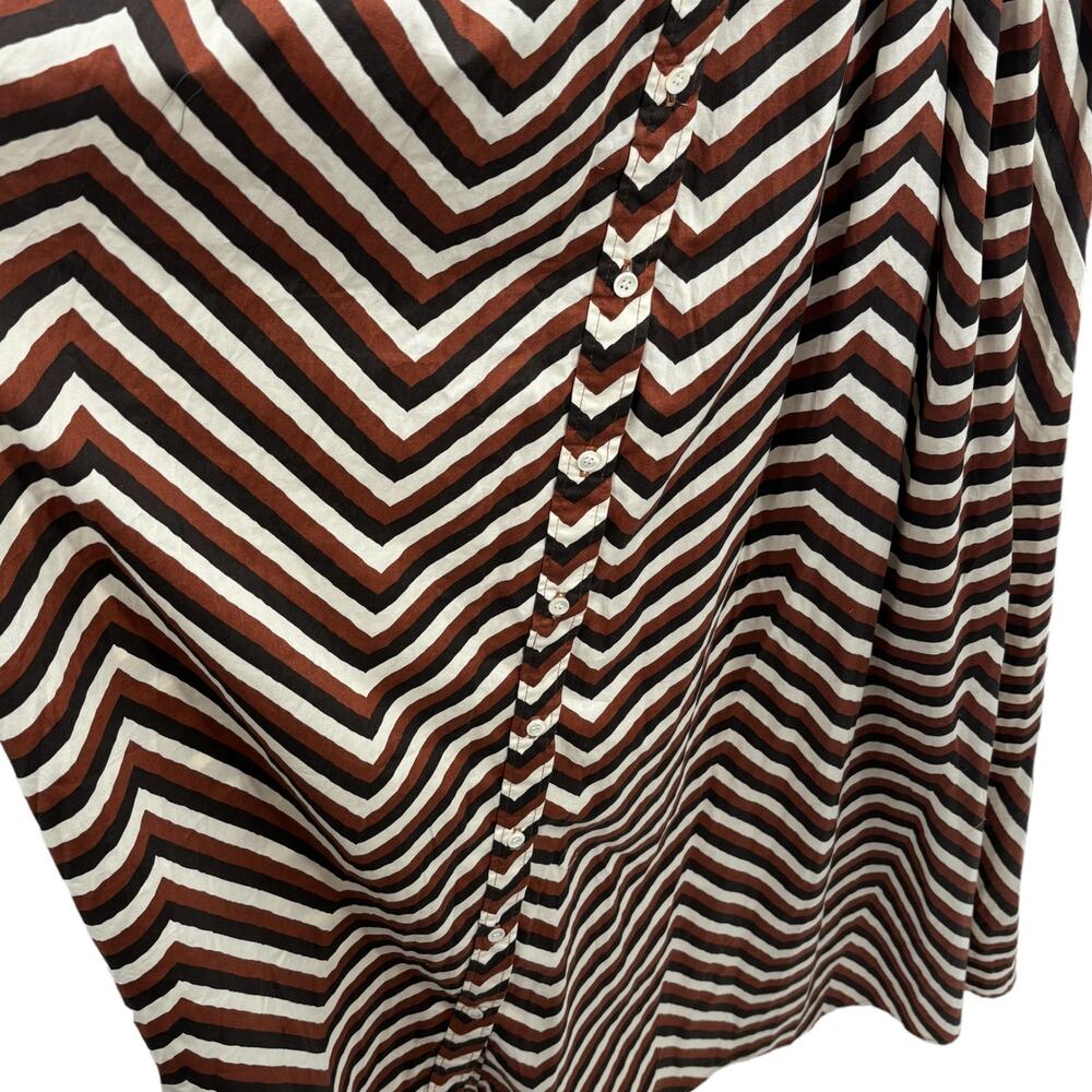 Never A Wallflower Safari Chevron Stripe Maxi Button Down Shirt Dress - Picture 6 of 9