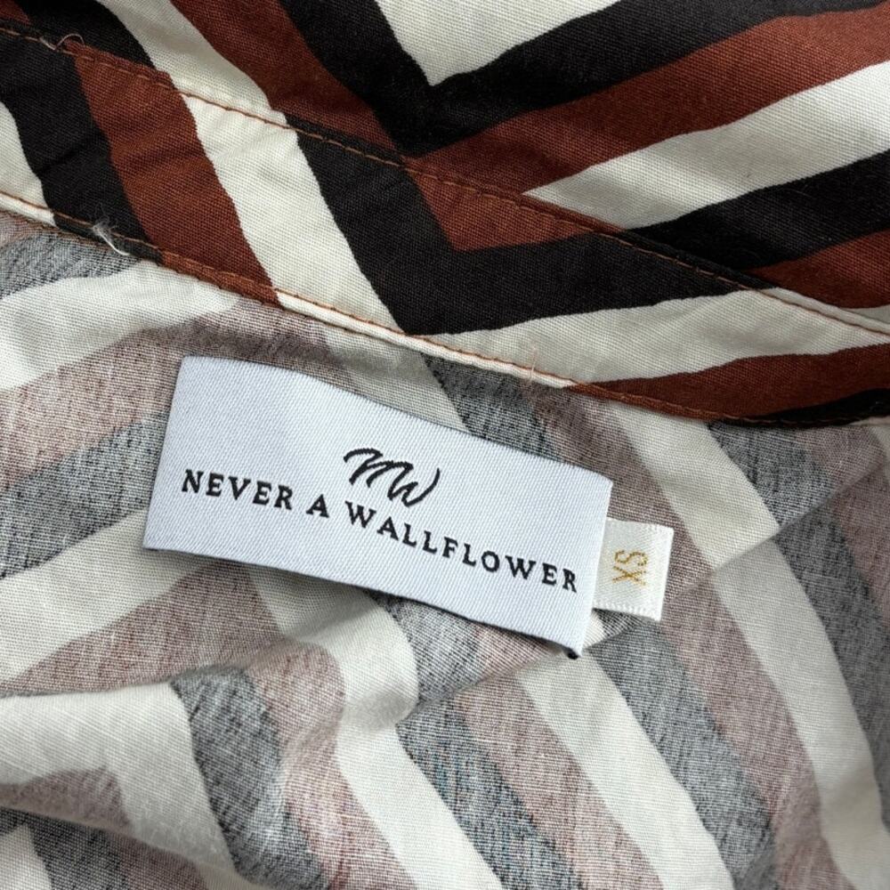 Never A Wallflower Safari Chevron Stripe Maxi Button Down Shirt Dress - Picture 9 of 9