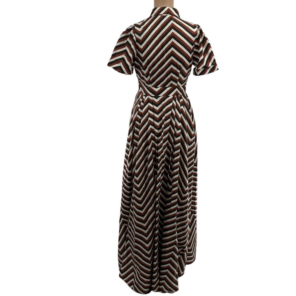 Never A Wallflower Safari Chevron Stripe Maxi Button Down Shirt Dress - Picture 8 of 9
