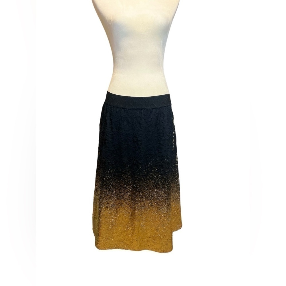 LulaRoe lace black and gold OMBRÉ skirt elastic band size Small - Picture 4 of 10