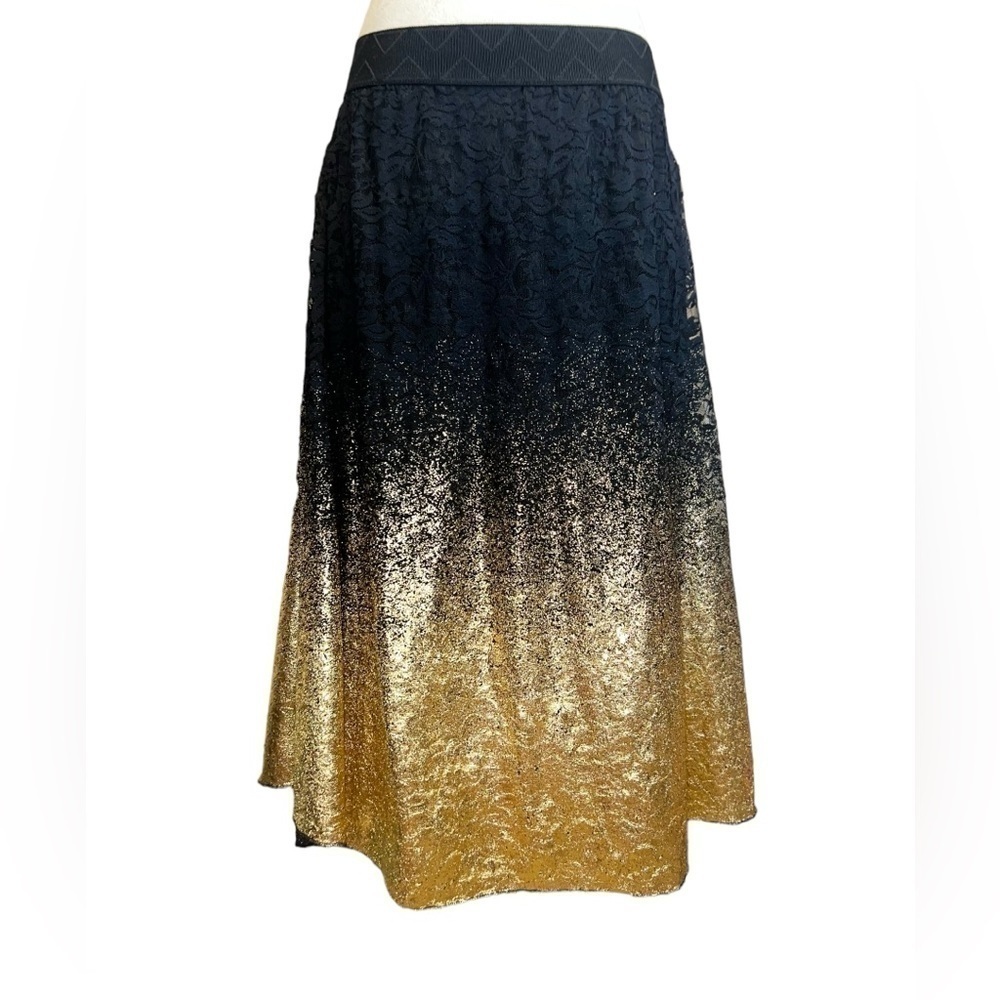 LulaRoe lace black and gold OMBRÉ skirt elastic band size Small - Picture 6 of 10