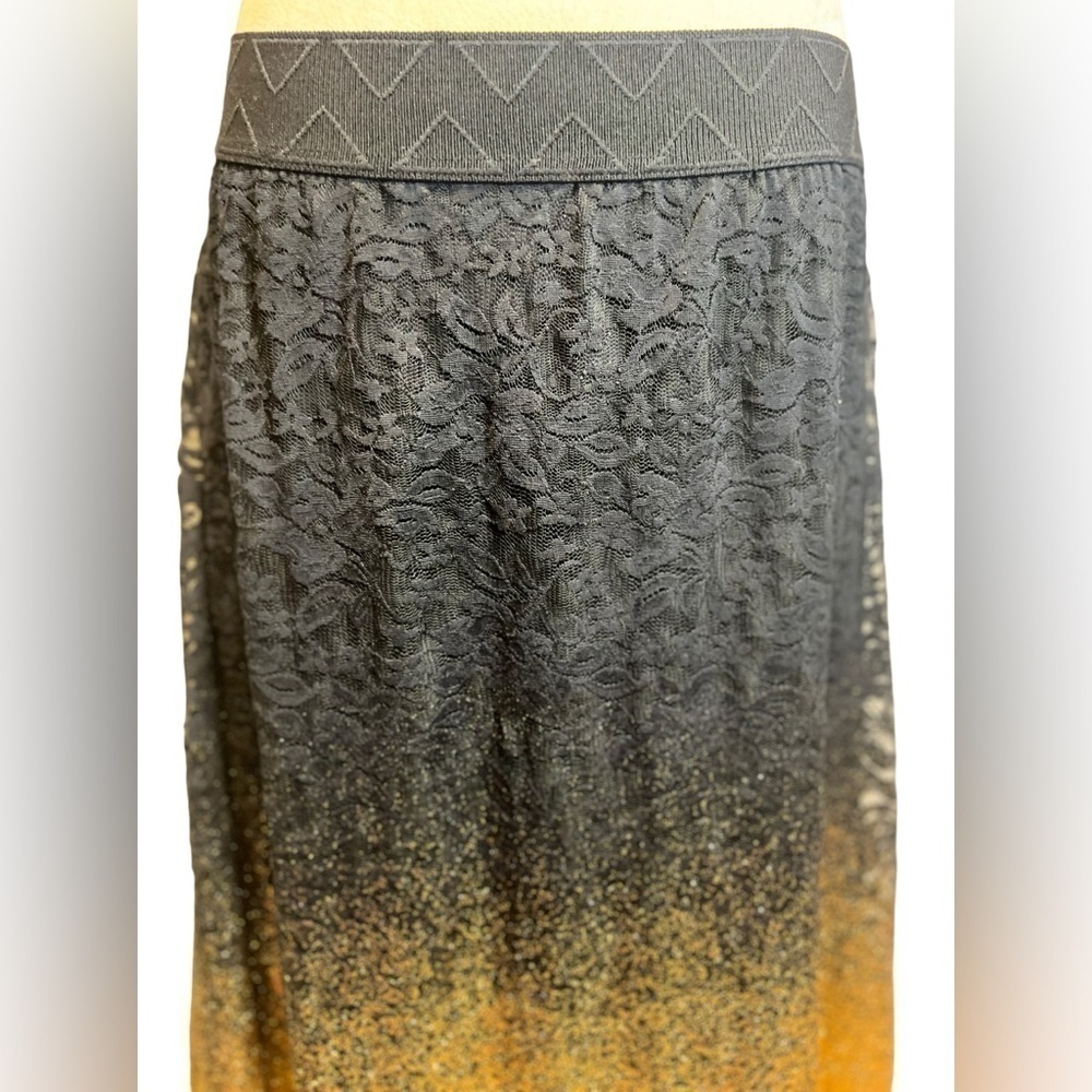 LulaRoe lace black and gold OMBRÉ skirt elastic band size Small - Picture 9 of 10