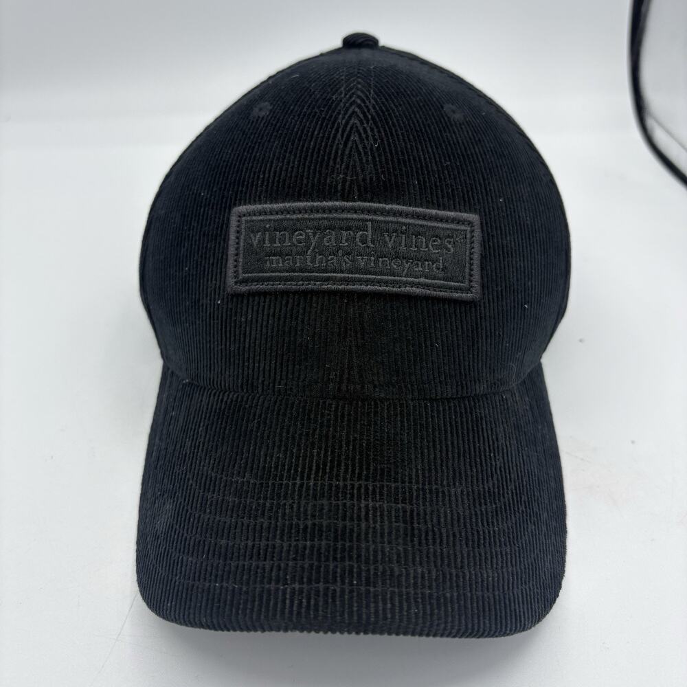 Vineyard Vines Hat‎ Cap Adult Adj Snapback Cotton Corduroy Black Whale B2