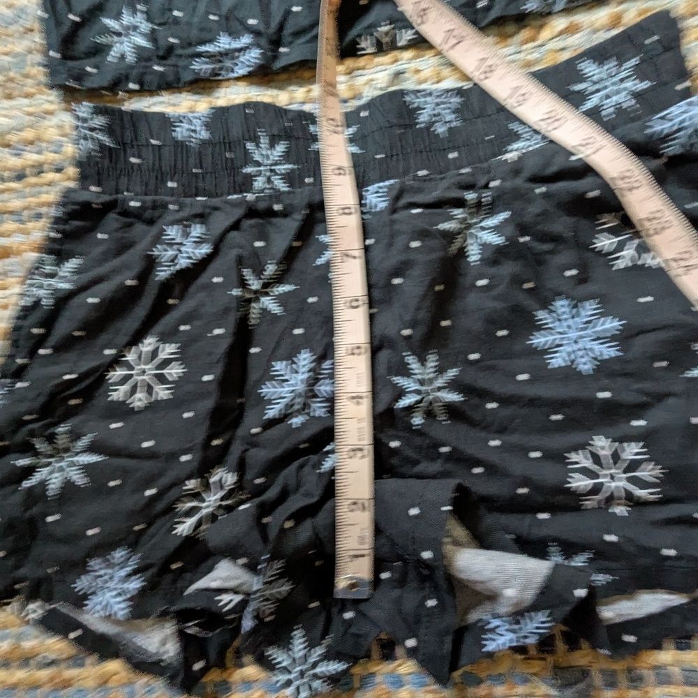 Black Snowflake Lace Trim Pajama Set S Winter-In-Summer Sleepwear Lightweight Co - Picture 8 of 10