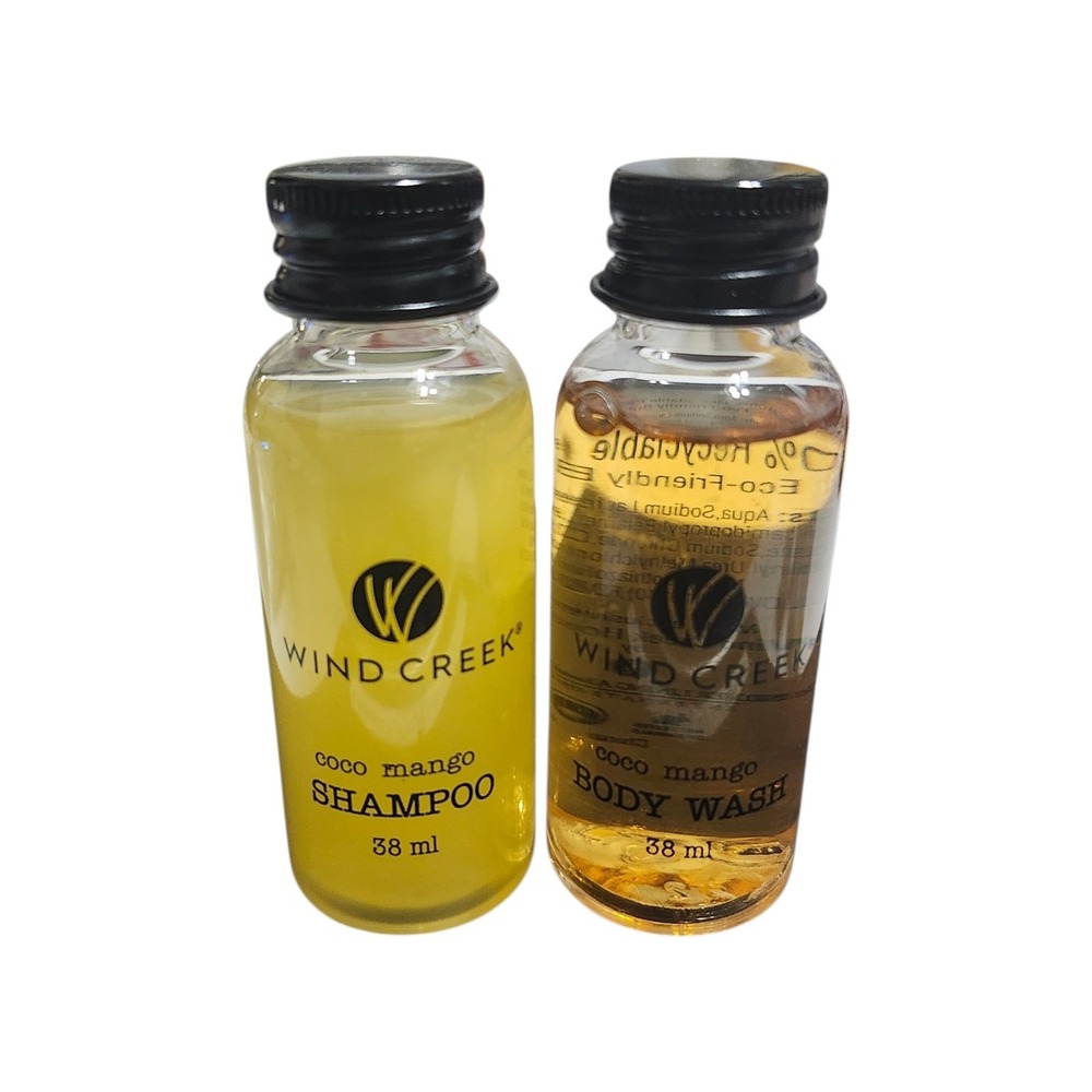 Wind Creek Coco Mango Shampoo & Body Wash Set 38ml Travel Size Hotel Amenities