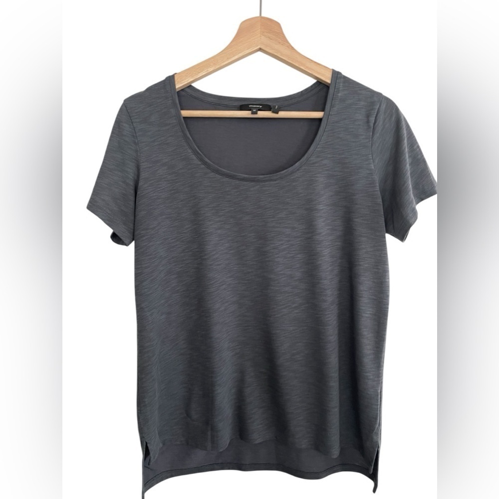 Theory Slub Modal Scoop Neck Tee Slate Gray Medium Easy Fit - Picture 3 of 10