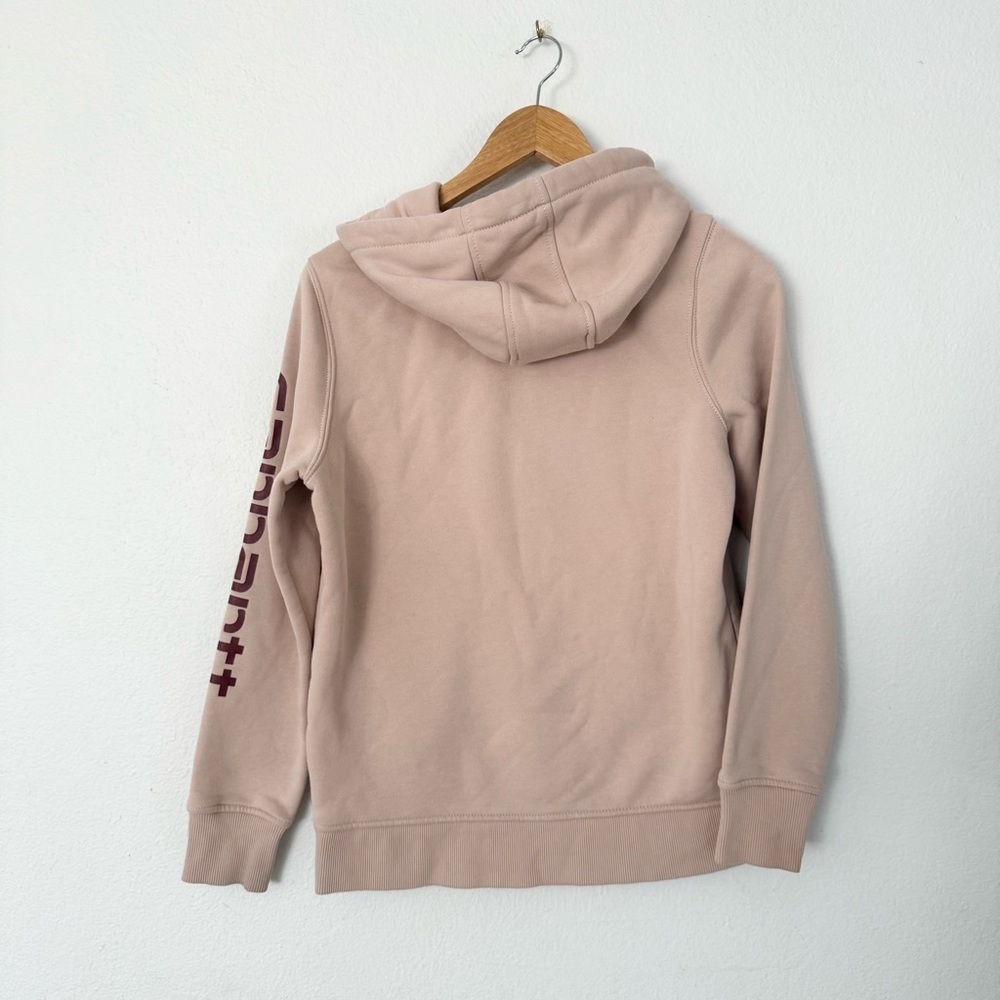 Carhartt Women's Relaxed Fit Midweight Logo Sleeve Graphic Sweatshirt, Ash Rose - Picture 3 of 9