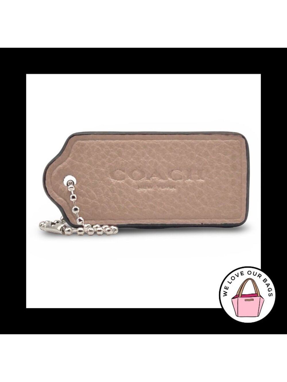 COACH HANG TAG 2.25" Bag Charm Keychain Fob New York Tan Light Brown Leather