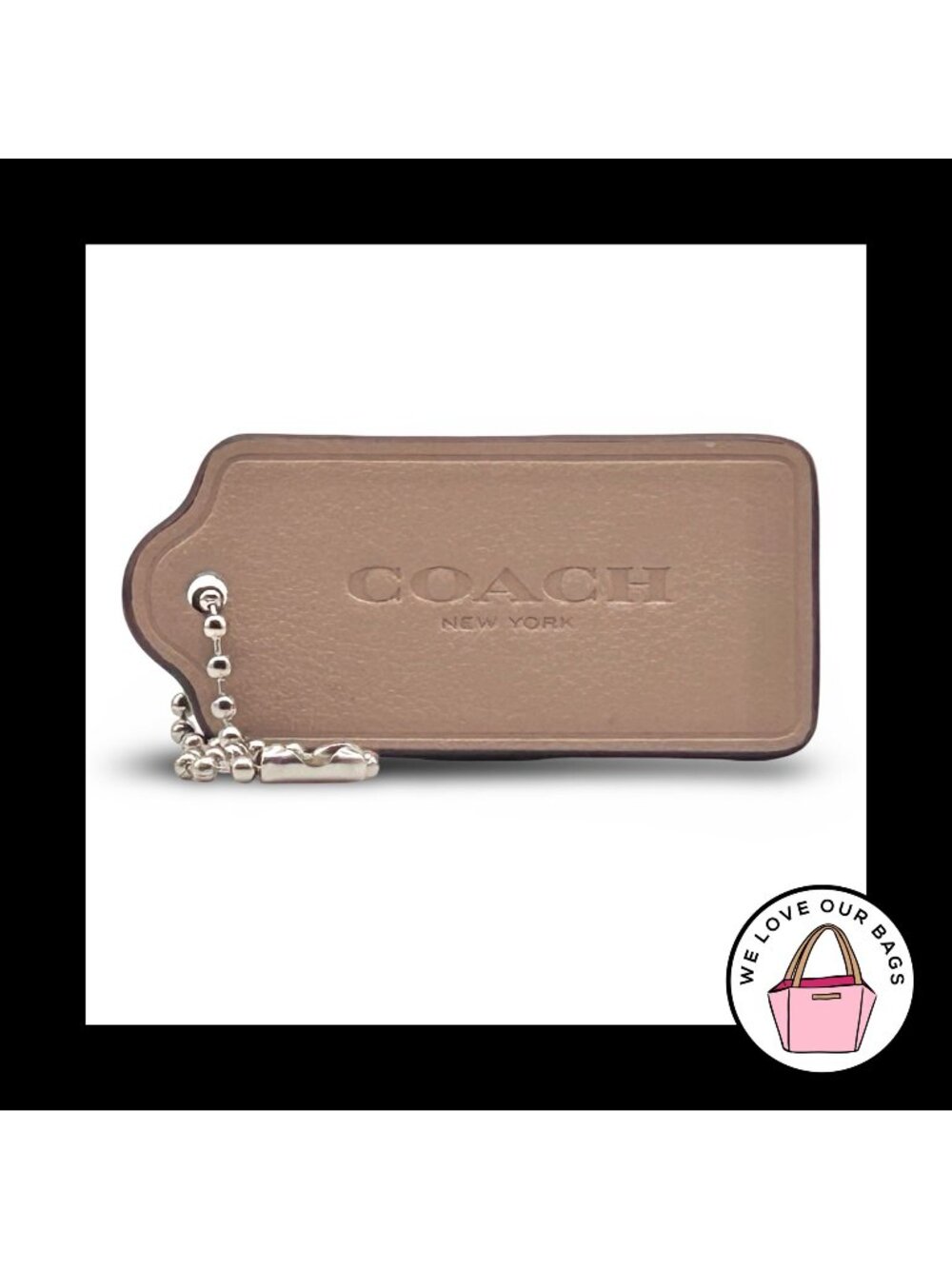 COACH HANG TAG 2.25" Bag Charm Keychain Fob New York Tan Light Brown Leather