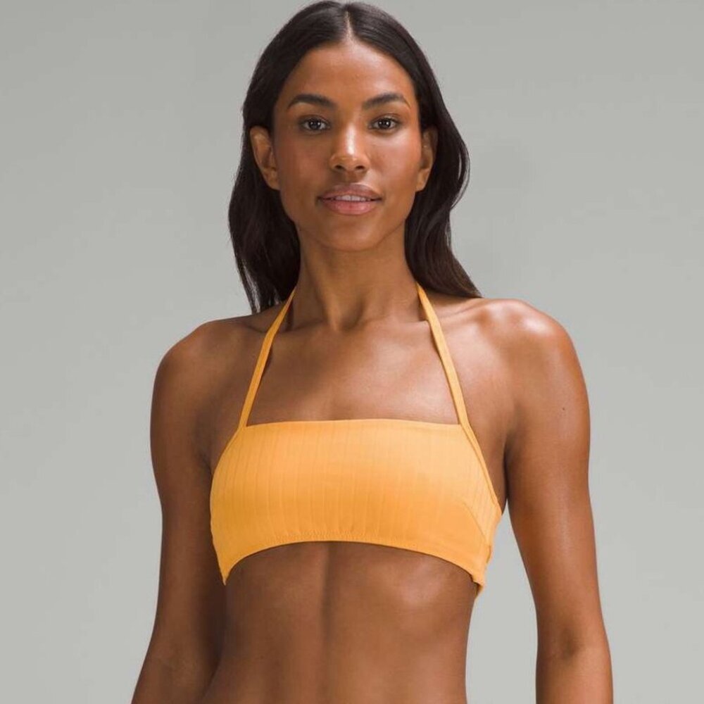 Lululemon Ribbed Halter Cross-Back Swim Top C/D Cups Summer Beach Vacation