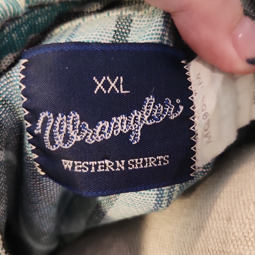 Wrangler Vintage Western Cowboy Cut Striped Canvas Pearl Snap Button Shirt Retro - Picture 9 of 10
