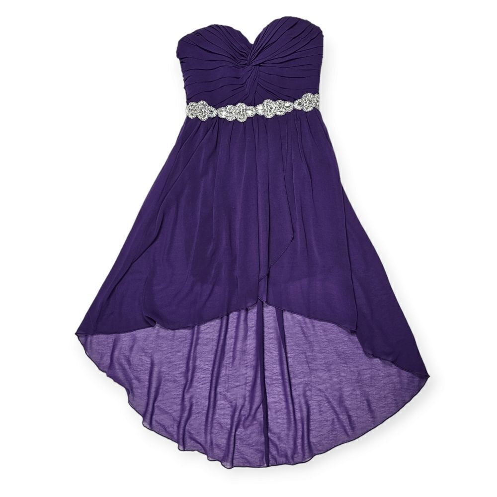 City Triangles Purple Strapless Sequin High Low Prom Dress Juniors Size 5‎