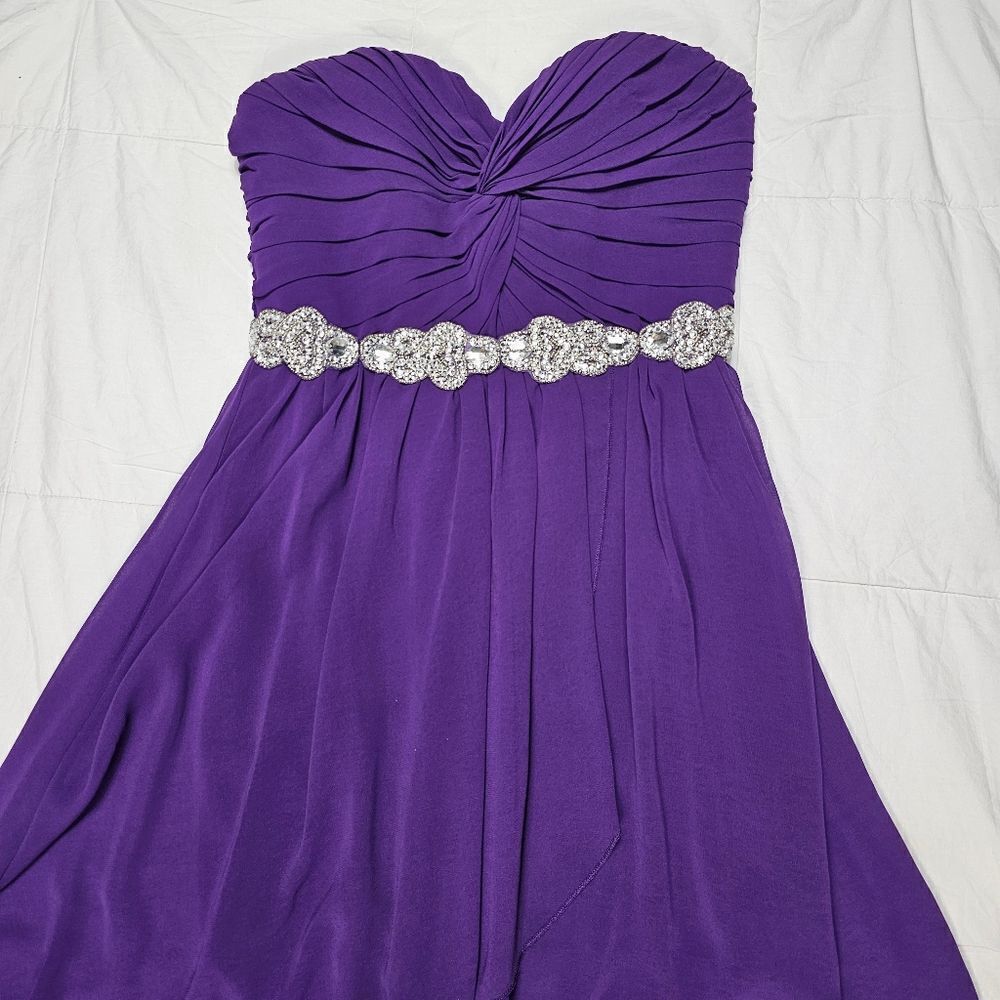 City Triangles Purple Strapless Sequin High Low Prom Dress Juniors Size 5 - Picture 4 of 10