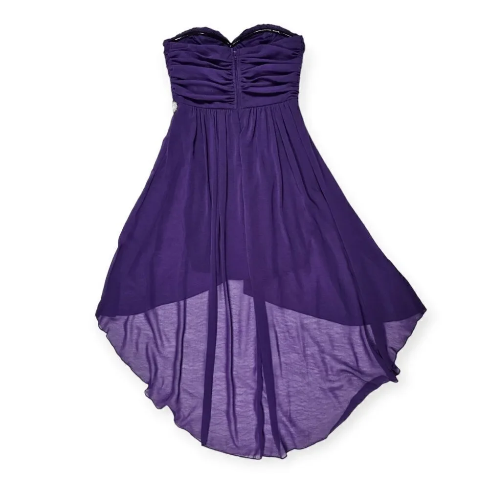 City Triangles Purple Strapless Sequin High Low Prom Dress Juniors Size 5‎ - Picture 2 of 10