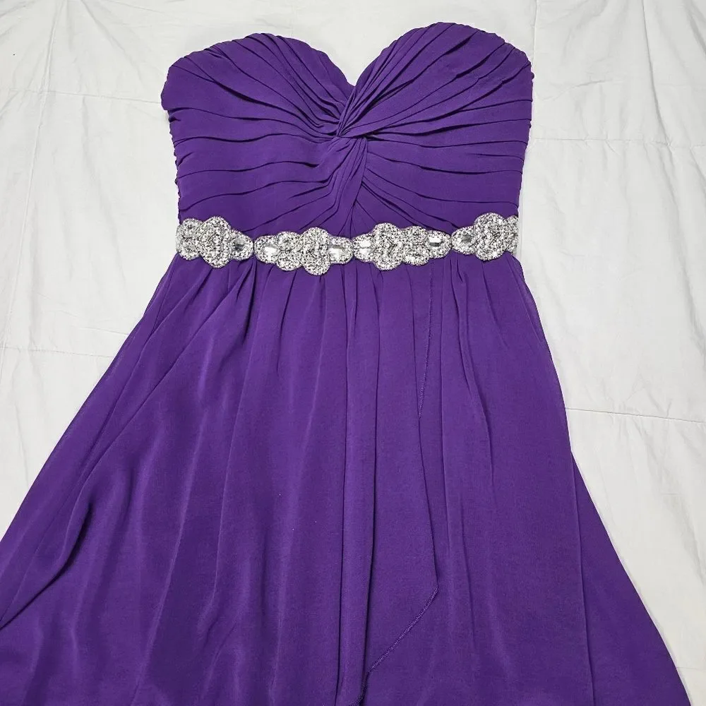 City Triangles Purple Strapless Sequin High Low Prom Dress Juniors Size 5‎ - Picture 4 of 10