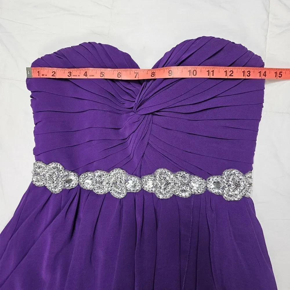 City Triangles Purple Strapless Sequin High Low Prom Dress Juniors Size 5‎ - Picture 8 of 10