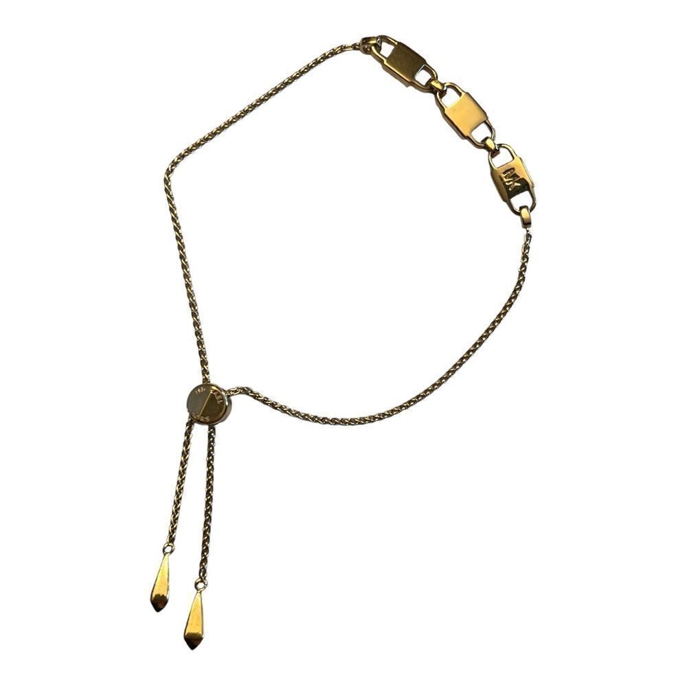 Michael Kors Slider Bracelet In 14K Gold-Plated Sterling Silver Pave Link New - Picture 2 of 8
