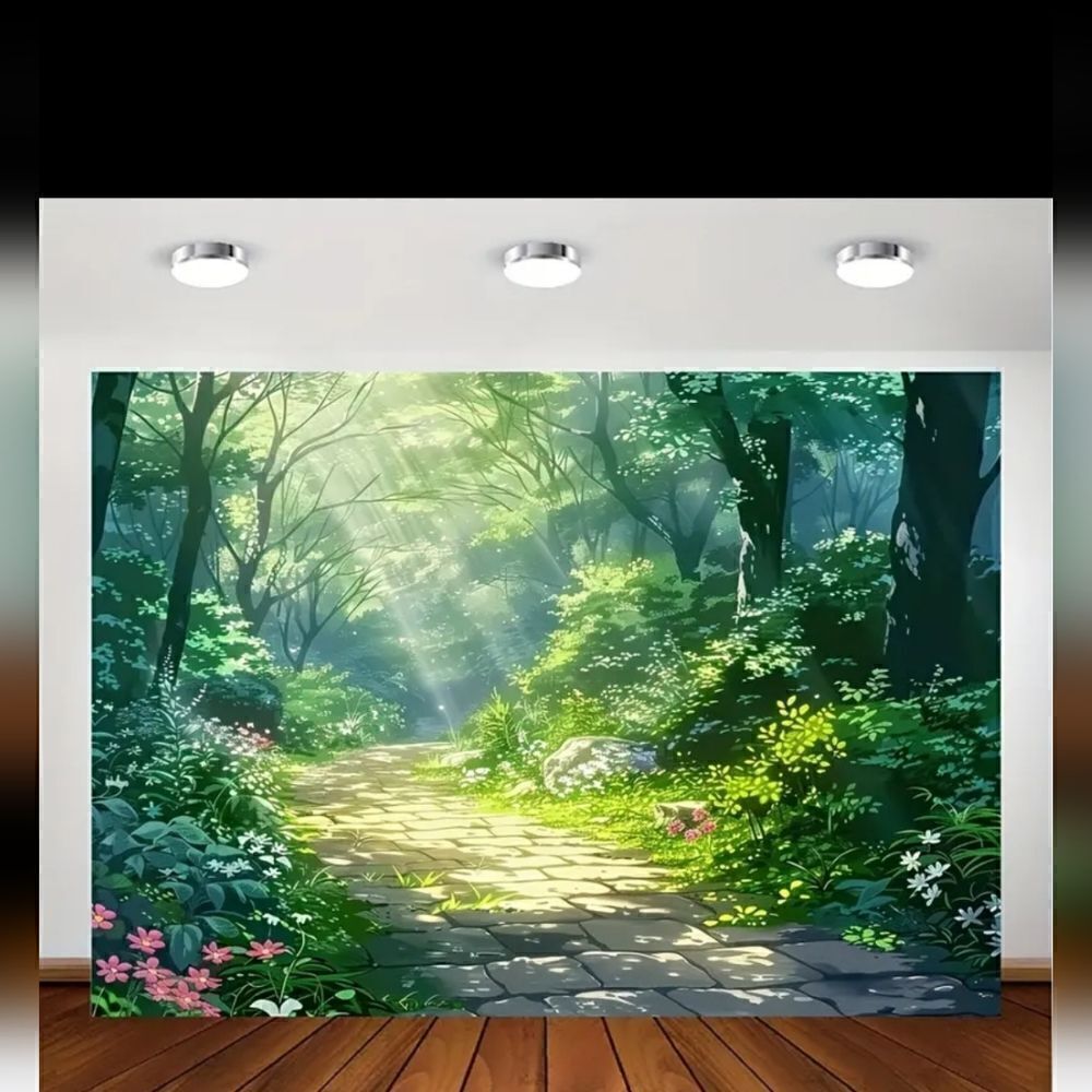 Wall Mural Forest Flowers Trees Sunrays 59 x 39 - Picture 3 of 7