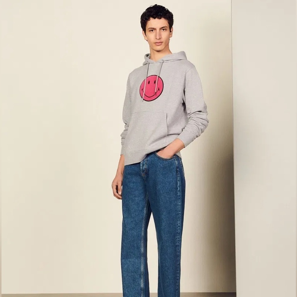 Sandro Gray Hoodie with Pink Accent - Picture 3 of 11