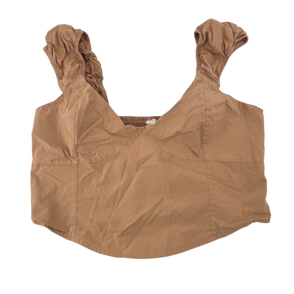 Aerie Cowgirl Western Sweetheart Neck Brown Crop Top Festival Coquette Y2K XL