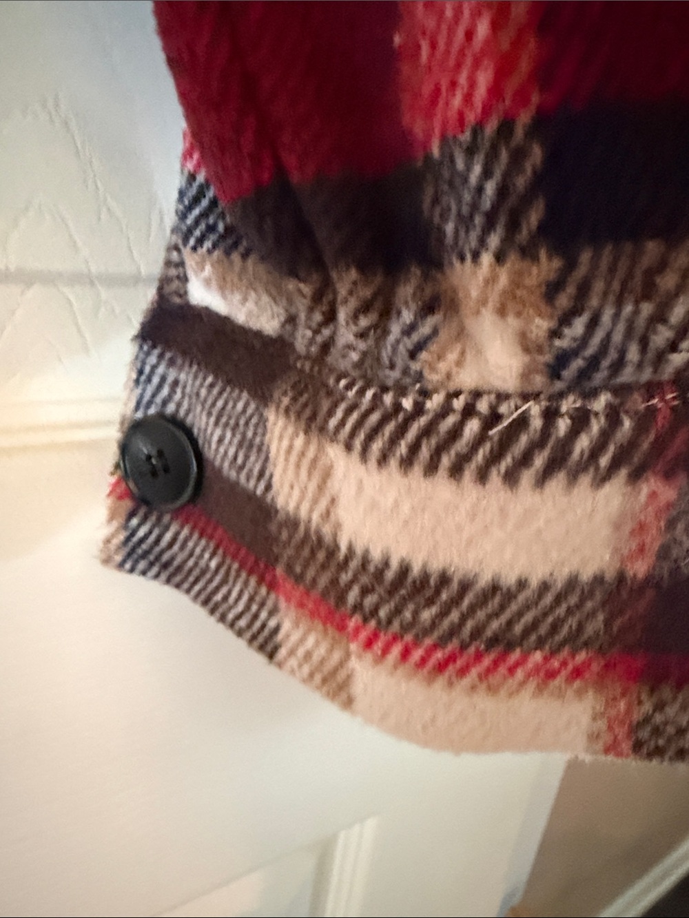 Plaid Button-Front Crop Jacket - Red & Brown - Picture 2 of 5
