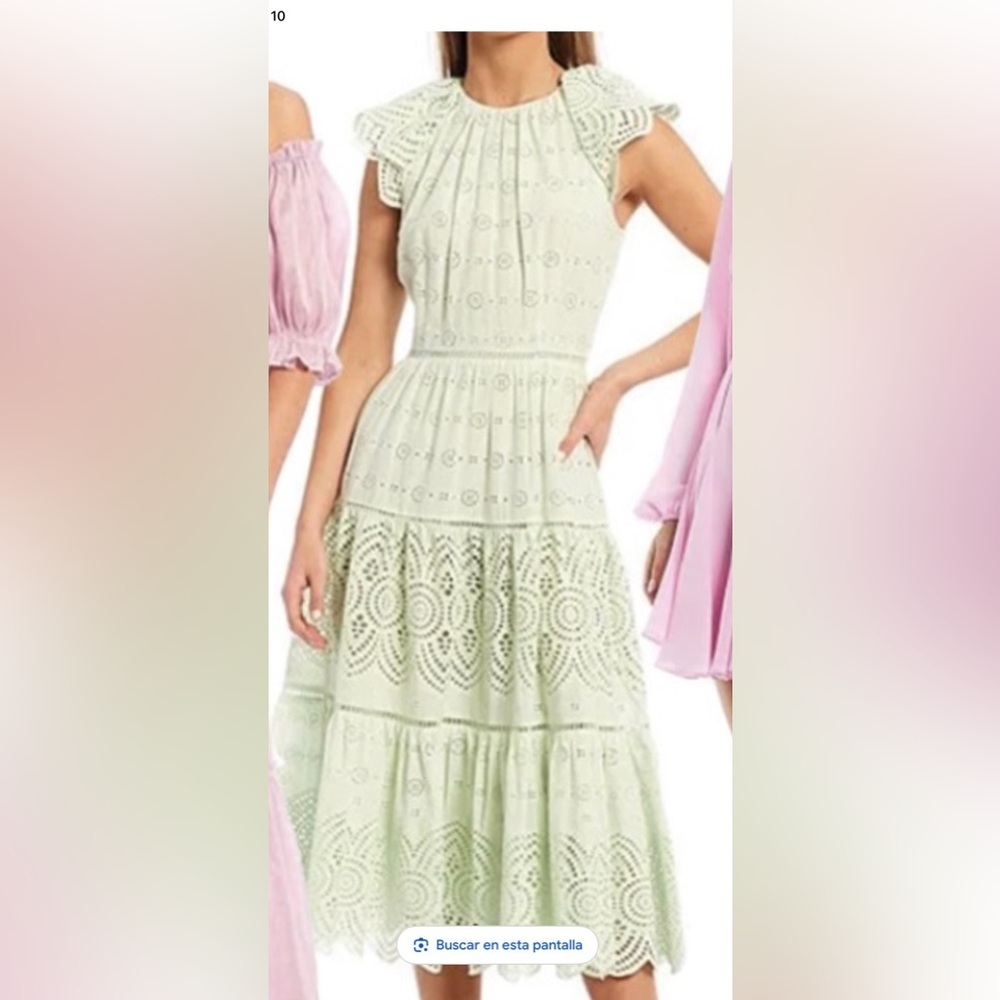 ANTONIO MELANI Mint Eyelet Midi Dress