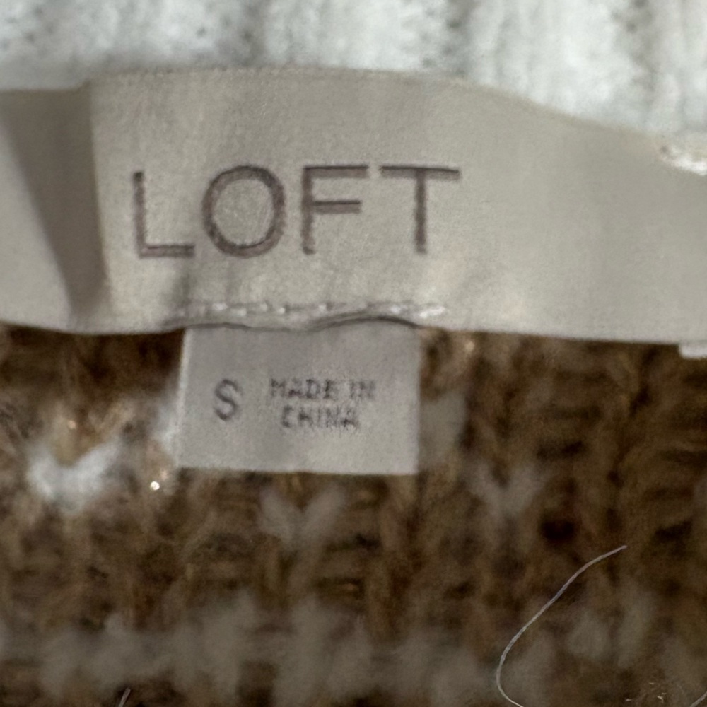 LOFT White and Tan Cowl Neck Sweater - Picture 3 of 3