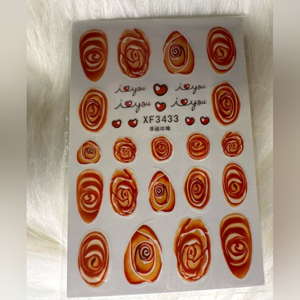 🩵5/$8 Orange Rose Nail Art Stickers