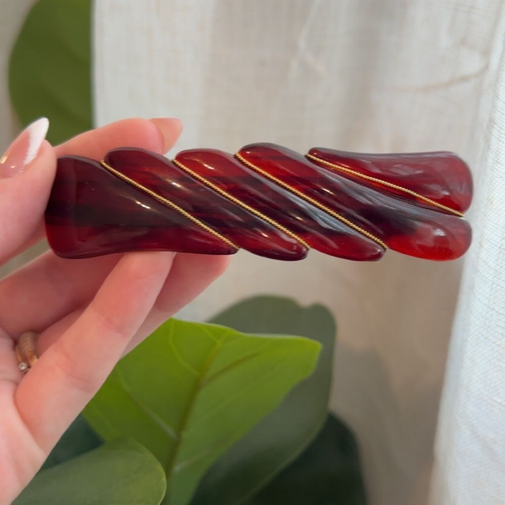 Vintage Tortoise Hair Barrette Wrapped in 14K gold