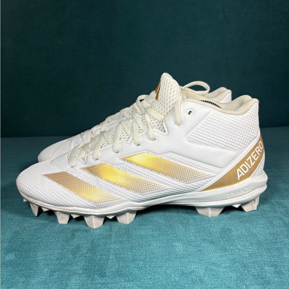 Size 10.5 - Men’s Adidas Adizero Impact2 white/gold cleats
