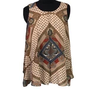 Beautiful‎ Bandanna scarf print fly away tank XL
