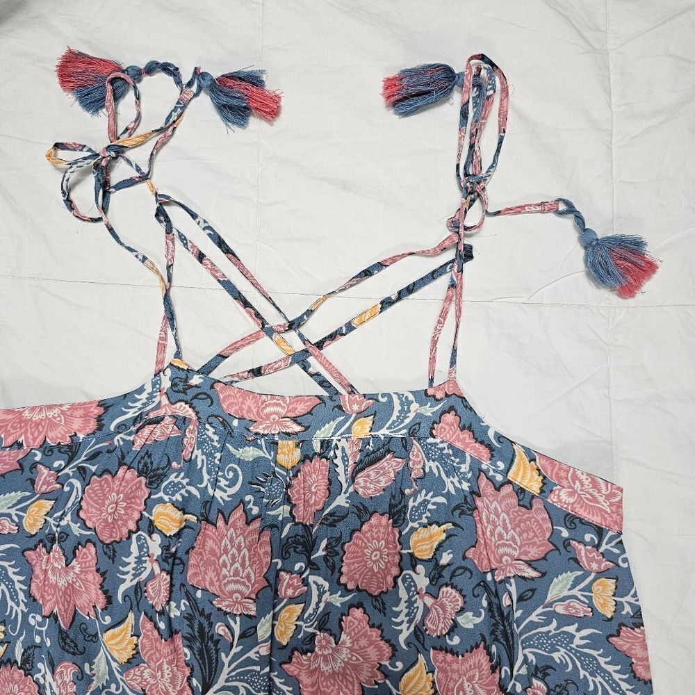 LOFT Floral Adjustable‎ Spaghetti Strap Maxi Dress Women's Size Medium - Picture 10 of 13