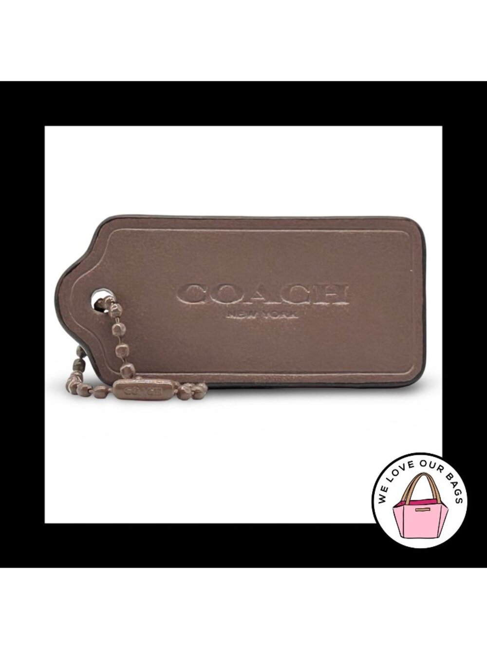 COACH HANG TAG 2.25" Bag Charm Keychain Fob New York Light Brown Smooth Leather