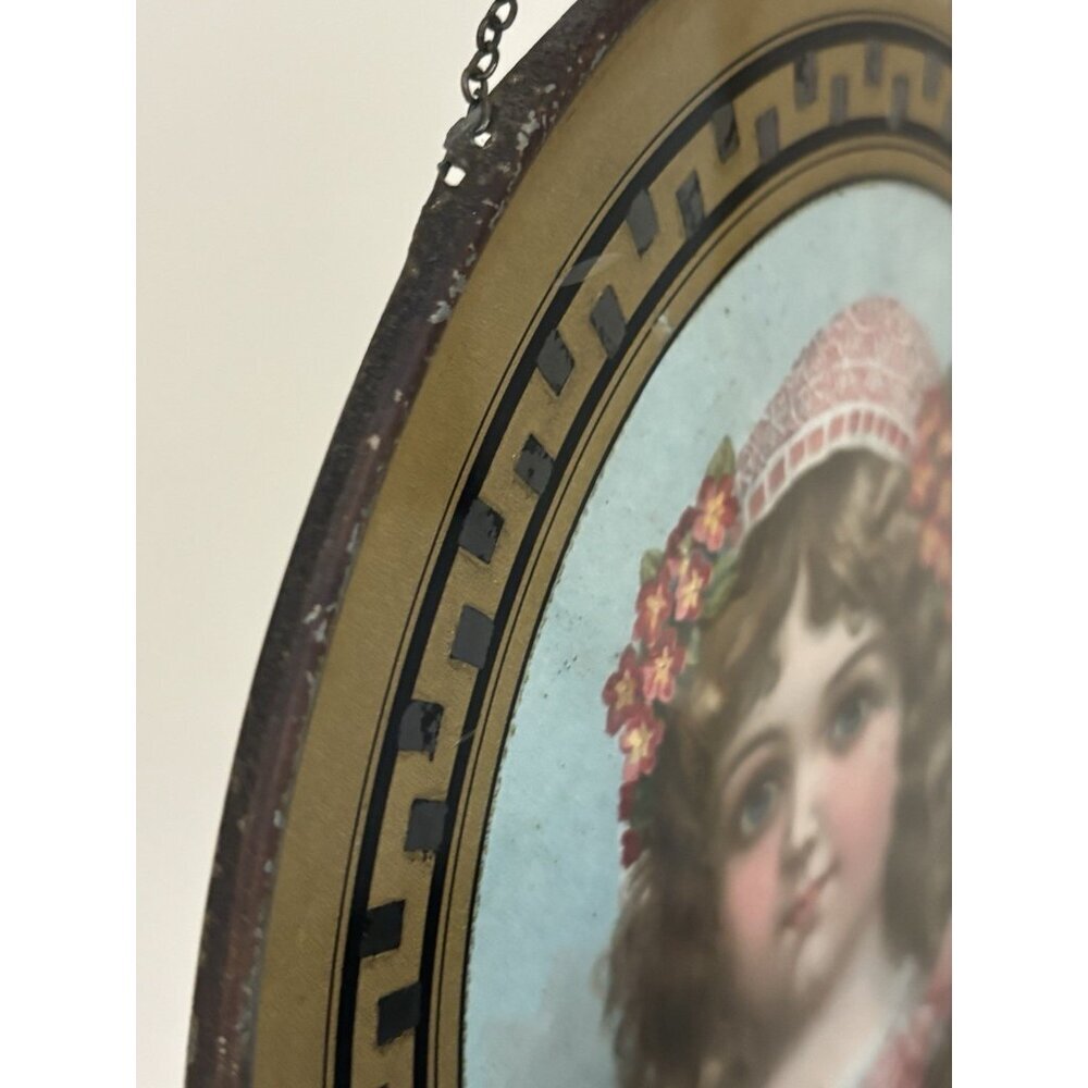 Antique Victorian Chimney Flue Cover Girl Child Portrait Period Clothing Mica - Picture 8 of 13