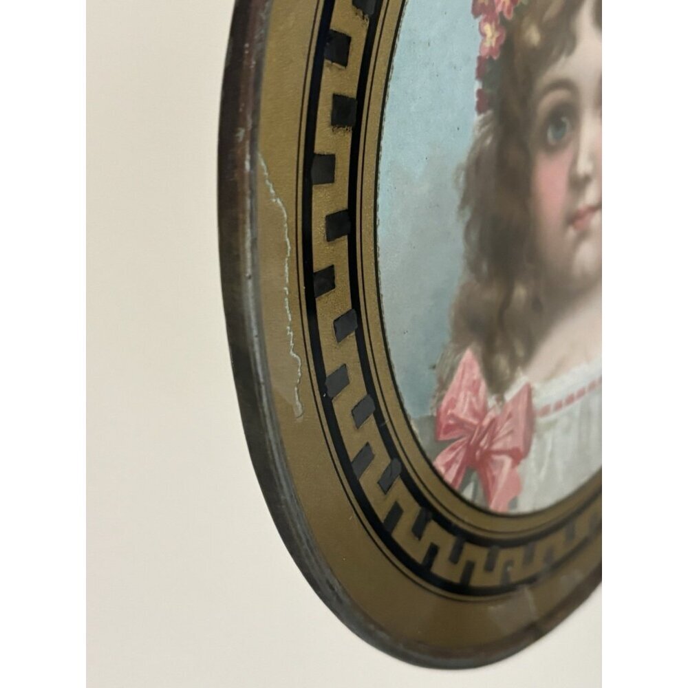 Antique Victorian Chimney Flue Cover Girl Child Portrait Period Clothing Mica - Picture 9 of 13