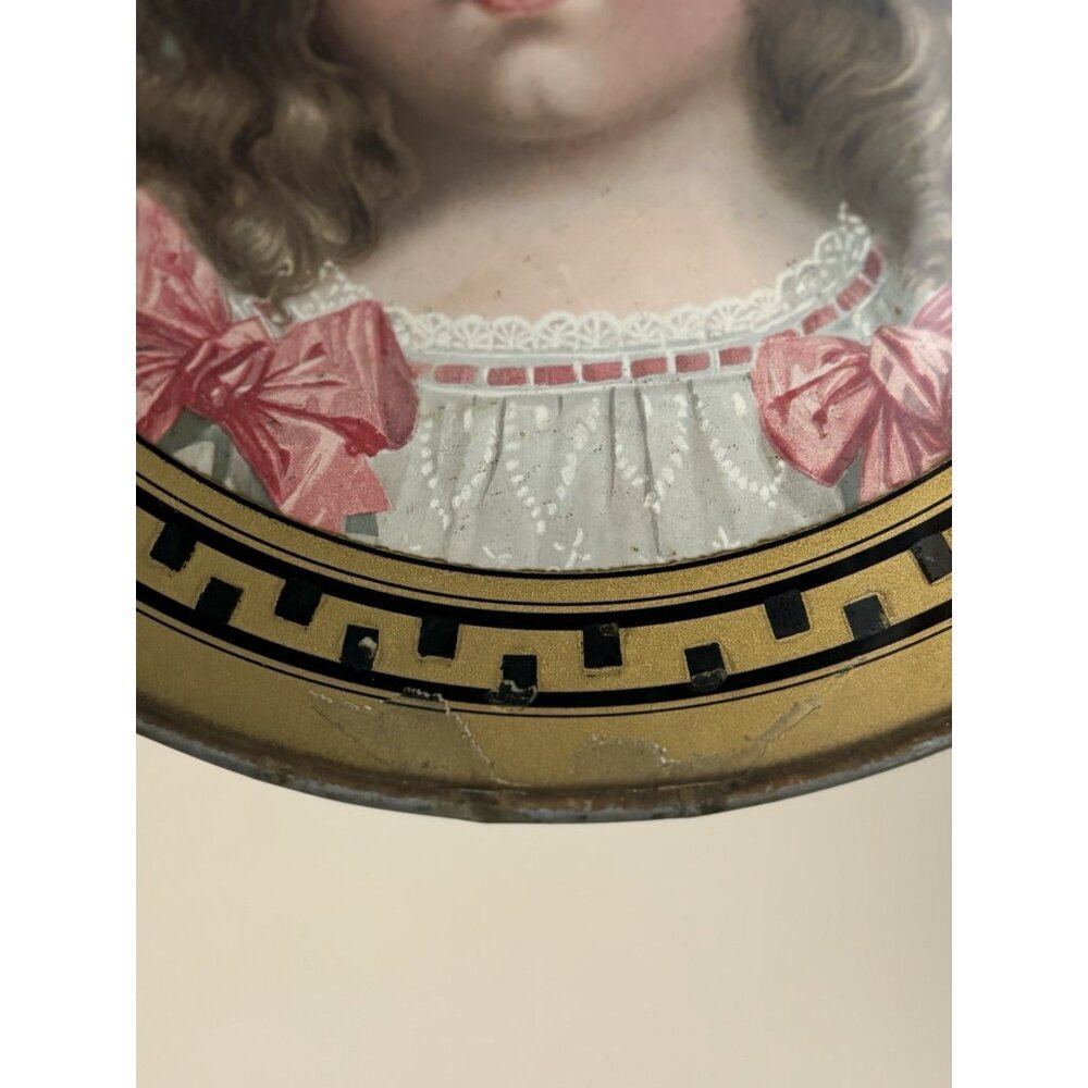 Antique Victorian Chimney Flue Cover Girl Child Portrait Period Clothing Mica - Picture 10 of 13