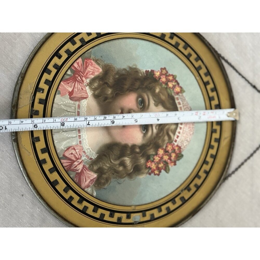 Antique Victorian Chimney Flue Cover Girl Child Portrait Period Clothing Mica - Picture 12 of 13