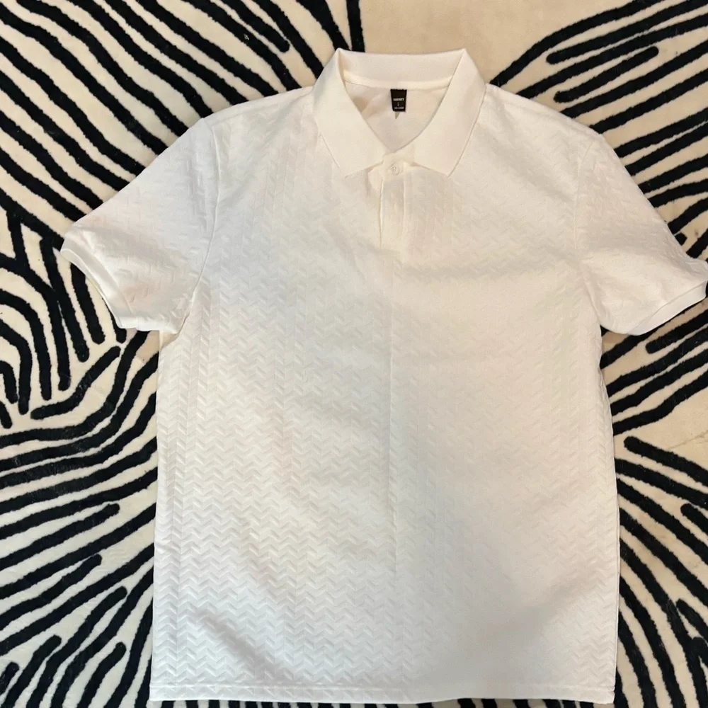 NFINITY Textured White Polo Shirt - Picture 1 of 2