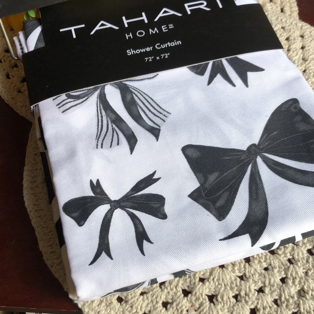 Tahari Home Monochrome BOW Shower Curtain - Picture 7 of 7