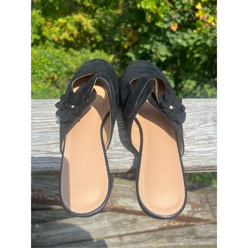 No Brand Black Faux Suede Mules Sz 42 (11.5) NIB - Picture 5 of 8