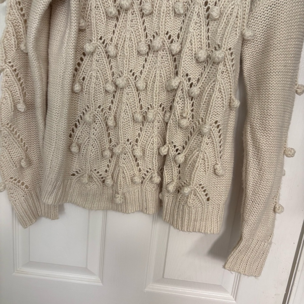 Pink Lily Cream Pom Pom Sweater Size Small‎ - Picture 4 of 8